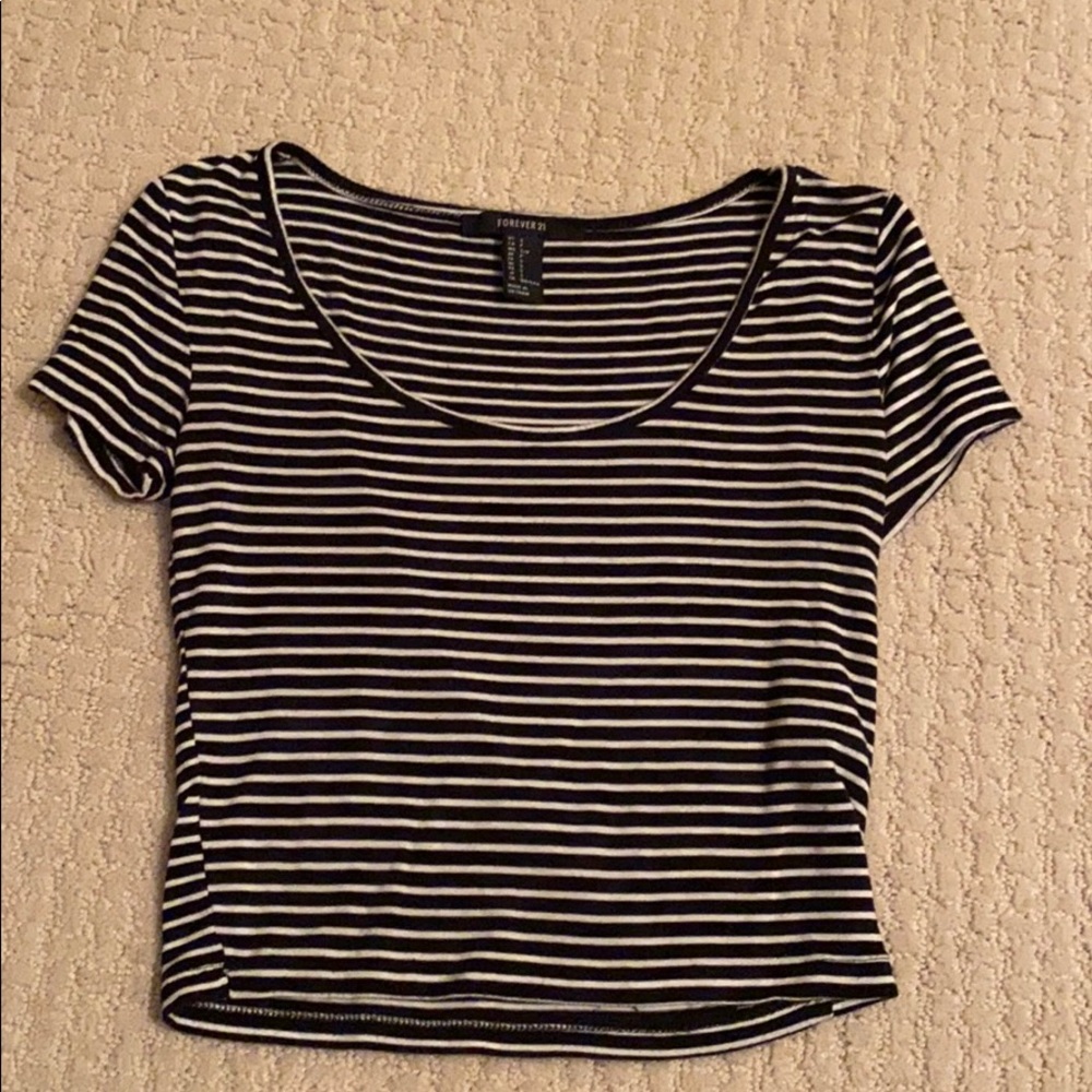 Black and white striped crop top